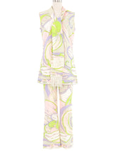 1960s Mr. Dino Pastel Printed Pant Ensemble Suit arcadeshops.com