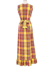 Plaid Ruffle Trim Wrap Dress Dress arcadeshops.com