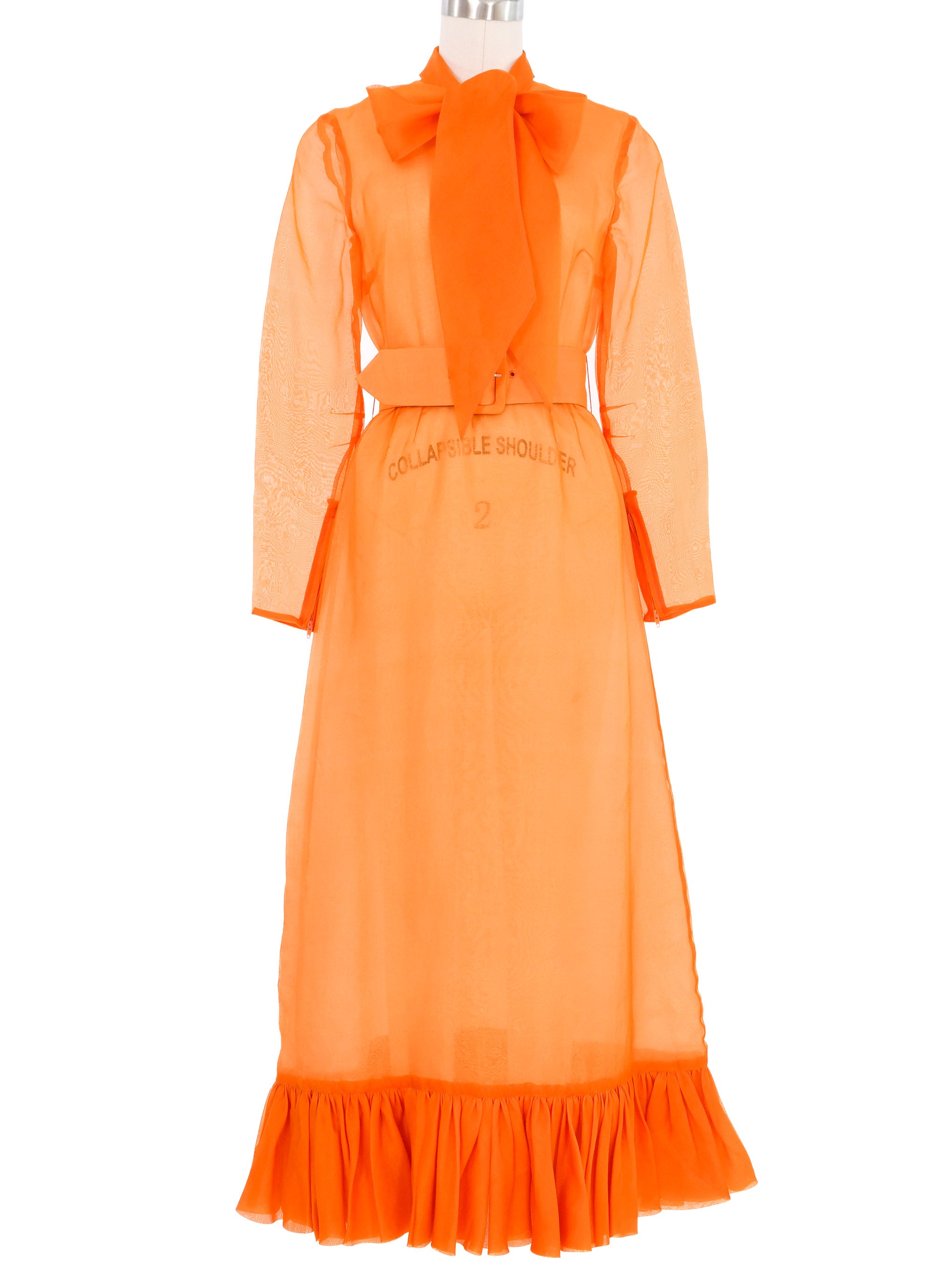 tangerine chiffon dress Cambri Orange Floral Chiffon Maxi Dress - US 0