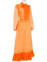 Tangerine Chiffon Ruffle Maxi Dress Dress arcadeshops.com