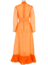 Tangerine Chiffon Ruffle Maxi Dress Dress arcadeshops.com