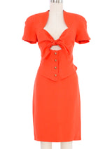 Thierry Mugler Coral Tie Front Skirt Ensemble Suit arcadeshops.com