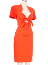 Thierry Mugler Coral Tie Front Skirt Ensemble Suit arcadeshops.com