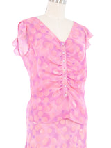 Escada Pink Chiffon Polka Dot Skirt Ensemble Suit arcadeshops.com