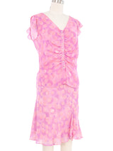 Escada Pink Chiffon Polka Dot Skirt Ensemble Suit arcadeshops.com