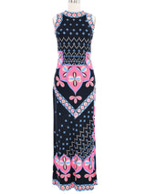 Optical Printed Sleeveless Maxi Dress Dress arcadeshops.com