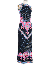 Optical Printed Sleeveless Maxi Dress Dress arcadeshops.com