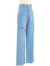 Strawberry Patch Flared Denim Pants Bottom arcadeshops.com