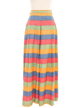 Picnic Gingham Pleated Palazzo Pants Bottom arcadeshops.com