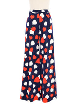 Mr. Dino Navy Heart Apple Print Palazzo Pants Bottom arcadeshops.com