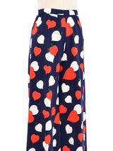 Mr. Dino Navy Heart Apple Print Palazzo Pants Bottom arcadeshops.com