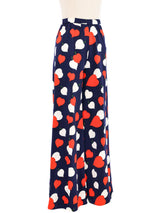 Mr. Dino Navy Heart Apple Print Palazzo Pants Bottom arcadeshops.com
