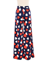 Mr. Dino Navy Heart Apple Print Palazzo Pants Bottom arcadeshops.com