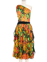 Floral Chiffon One Shoulder Ruffle Dress Dress arcadeshops.com