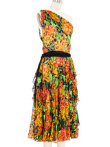 Floral Chiffon One Shoulder Ruffle Dress Dress arcadeshops.com