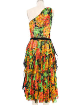 Floral Chiffon One Shoulder Ruffle Dress Dress arcadeshops.com
