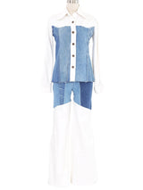 1970s Contrast Patchwork Denim Ensemble Suit arcadeshops.com