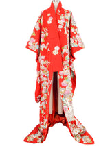 Red Floral Embroidered Dimensional Trim Kimono Jacket arcadeshops.com