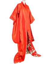 Red Floral Embroidered Dimensional Trim Kimono Jacket arcadeshops.com