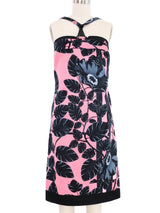Versace Pink Leaf Patterned Dress Dress arcadeshops.com