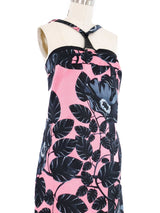 Versace Pink Leaf Patterned Dress Dress arcadeshops.com