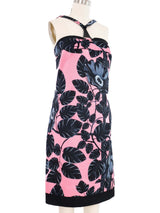 Versace Pink Leaf Patterned Dress Dress arcadeshops.com