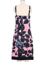 Versace Pink Leaf Patterned Dress Dress arcadeshops.com