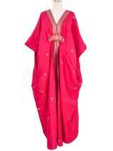 Profils Du Monde Fuchsia Silk Embroidered Caftan Dress arcadeshops.com