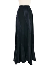 Pieced Black Satin Maxi Skirt Bottom arcadeshops.com