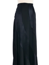 Pieced Black Satin Maxi Skirt Bottom arcadeshops.com