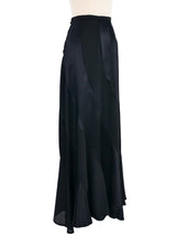 Pieced Black Satin Maxi Skirt Bottom arcadeshops.com