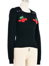 1970s Cherry Embroidered Sweater Top arcadeshops.com