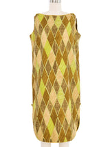 1960s Green Argyle Printed Hawaiian Dress Dress arcadeshops.com