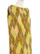 1960s Green Argyle Printed Hawaiian Dress Dress arcadeshops.com