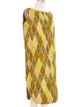 1960s Green Argyle Printed Hawaiian Dress Dress arcadeshops.com