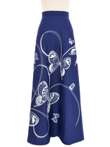 1970s Navy Butterfly Maxi Skirt Bottom arcadeshops.com