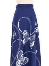 1970s Navy Butterfly Maxi Skirt Bottom arcadeshops.com