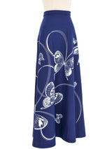 1970s Navy Butterfly Maxi Skirt Bottom arcadeshops.com