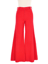 1970s Red Corduroy High Waist Flare Pant Bottom arcadeshops.com