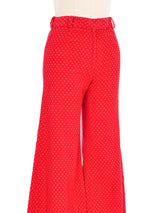1970s Red Corduroy High Waist Flare Pant Bottom arcadeshops.com