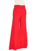 1970s Red Corduroy High Waist Flare Pant Bottom arcadeshops.com