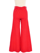 1970s Red Corduroy High Waist Flare Pant Bottom arcadeshops.com