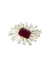 Kenneth Jay Lane Sunburst Faux Ruby Brooch Jewelry arcadeshops.com