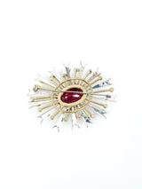 Kenneth Jay Lane Sunburst Faux Ruby Brooch Jewelry arcadeshops.com