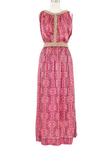 1960s Paisley Magenta Metallic Trimmed Ensemble Suit arcadeshops.com