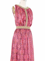 1960s Paisley Magenta Metallic Trimmed Ensemble Suit arcadeshops.com