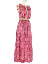 1960s Paisley Magenta Metallic Trimmed Ensemble Suit arcadeshops.com