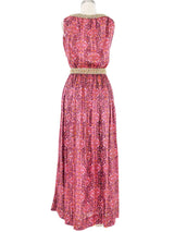 1960s Paisley Magenta Metallic Trimmed Ensemble Suit arcadeshops.com