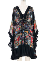 2009 Roberto Cavalli Ruffle Trimmed Angel Sleeve Chiffon Dress Dress arcadeshops.com