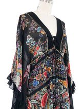 2009 Roberto Cavalli Ruffle Trimmed Angel Sleeve Chiffon Dress Dress arcadeshops.com